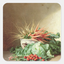 Still Life of Strawberries, Carrots and Cabbage Sticker