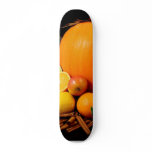 Still Life Picture Of A Pumpkin And Other Various skateboards
