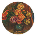 Still Life Roses In Front Of Blue Curtains stickers