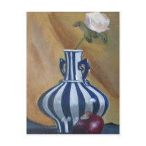 Still Life Vase and Rose Post Card