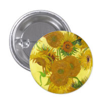 Still Life - Vase with Fifteen Sunflowers van gogh Buttons