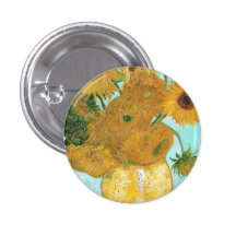 Still Life - Vase with Twelve Sunflowers van Gogh Button