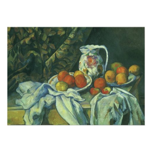 Still Life w Curtain Flowered Pitcher by Cezanne Custom Announcement