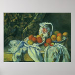 Still Life w Curtain Flowered Pitcher by Cezanne Poster