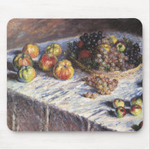 Still Life with Apples and Grapes by Claude Monet Mousepads