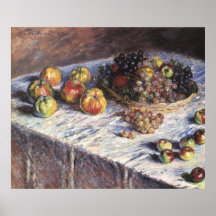 Still Life with Apples and Grapes by Claude Monet Print