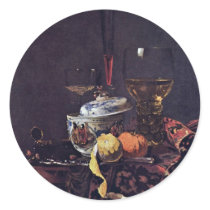 Still Life With Chinese Tureen By Kalf Willem Round Sticker