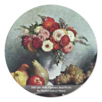 Still Life With Flowers And Fruit Round Sticker