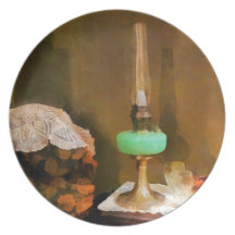 Still Life With Hurricane Lamp Plate