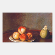 Still life with peaches by Jean Liotard Rectangular Stickers