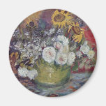 Still Life With Roses And Sunflowers By Vincent Va Fridge Magnet