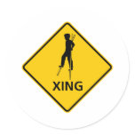 Stilt-Walker Crossing Highway Sign stickers
