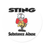 STING Substance Abuse Round Stickers