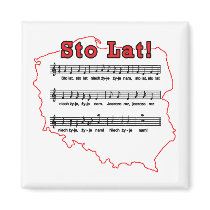 Sto Lat! Song Polish Map Fridge Magnets