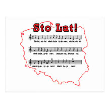 Sto Lat! Song Polish Map Post Cards