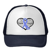 Stomach Cancer Heart Ribbon Collage Hats