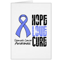 Stomach Cancer Hope Love Cure Ribbon Greeting Cards