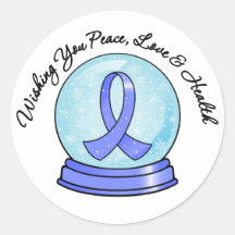 Stomach Cancer Ribbon Merry Christmas Snowglobe Sticker
