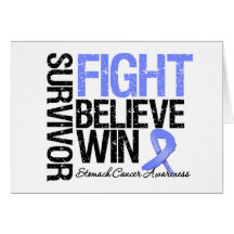 Stomach Cancer Survivor Fight Believe Win Motto Greeting Card