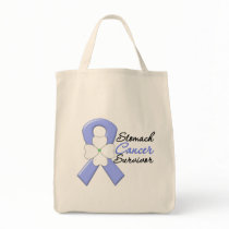 Stomach Cancer Survivor Flower Ribbon Tote Bags