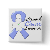 Stomach Cancer Survivor Flower Ribbon Button