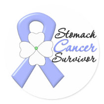 Stomach Cancer Survivor Flower Ribbon Round Stickers
