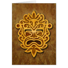 Stone Aztec Mask Greeting Card