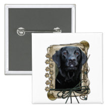 Stone_Paws_Labrador_Black Pinback Buttons