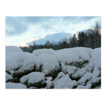 Stone Wall With Snow Post Card