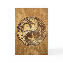 Stone Yin Yang Dragons Greeting Card