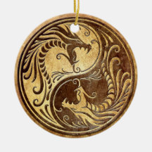 Stone Yin Yang Dragons Ornament