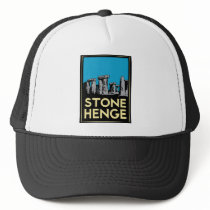 Stonehenge art deco travel poster mesh hats