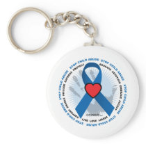 Stop Child Abuse Ribbon Keychains