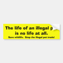 Stop Illegal Pet Trade & Save Wildlife Bumper Stickers