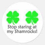 Stop Staring At My Shamrocks Round Stickers
