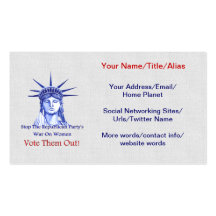 STOP THE WAR ON WOMEN BUSINESS CARD TEMPLATE