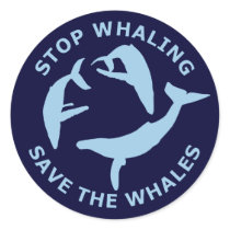 Stop Whaling, Save The Whales Round Sticker
