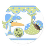 Stork African American Baby Boy Cards stickers