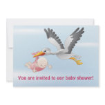 stork and baby (girl) invitation