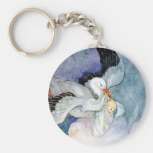 Stork and Baby Key Chain