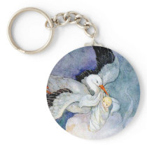 Stork and Baby Key Chain