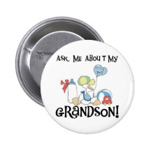 Stork Ask About Grandson Pinback Buttons