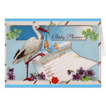 STORK BABY BOY SHOWER CARDS