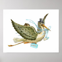 STORK BABY BOY SHOWER PRINT