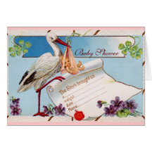STORK BABY GIRL SHOWER CARD