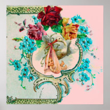 STORK BABY GIRL SHOWER POSTERS