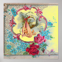 STORK BABY GIRL SHOWER Yellow