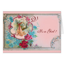 STORK BABY SHOWER 2 MONOGRAM CARDS