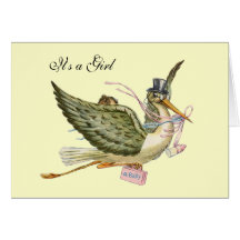 STORK BABY SHOWER ,cream Card