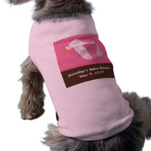 Stork Baby Shower Dog Tank - Pink/Brown Dog T-shirt